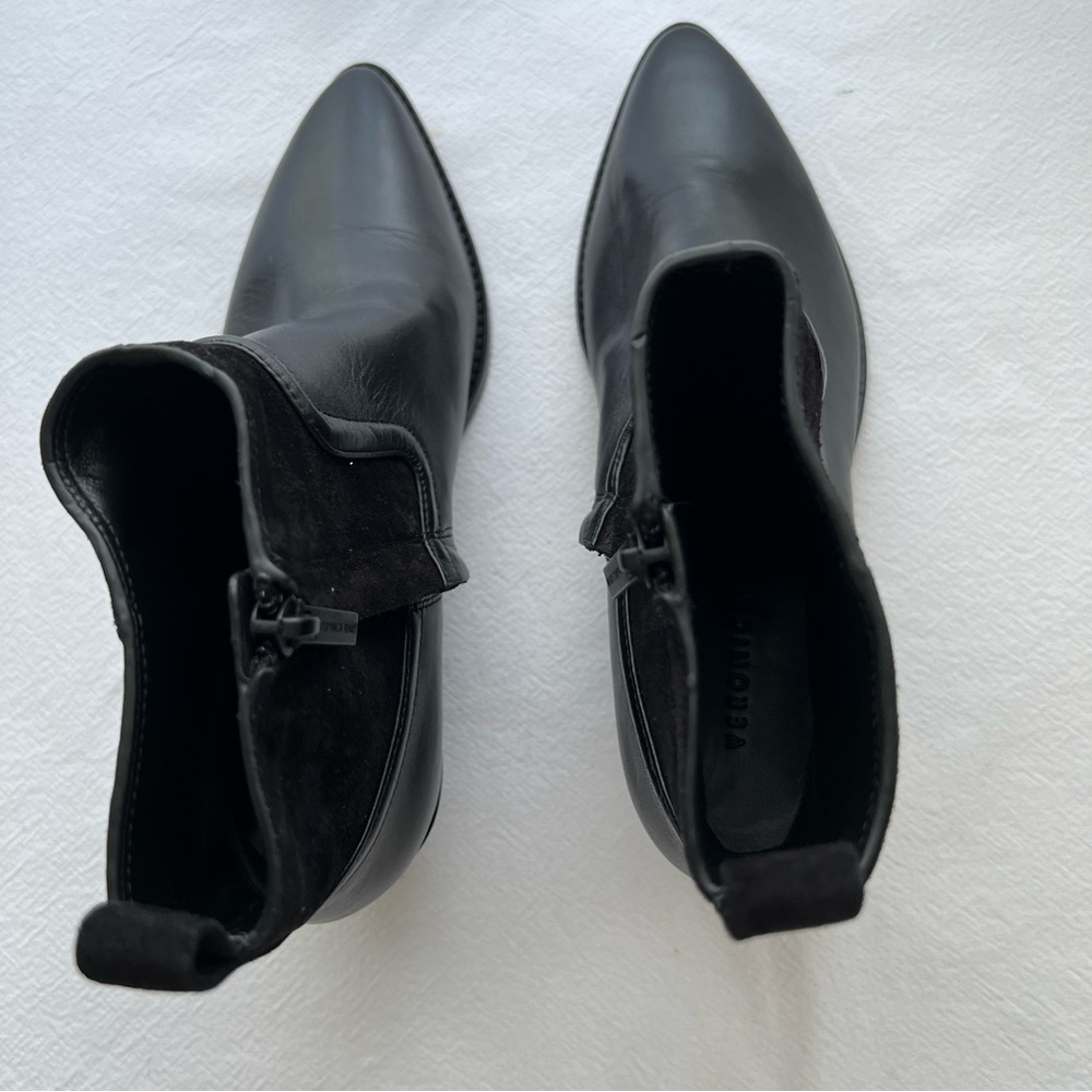 Veronica Beard Kinsley Mixed Leather Ankle Booties in Black Size 6.5 New - Picture 4 of 9